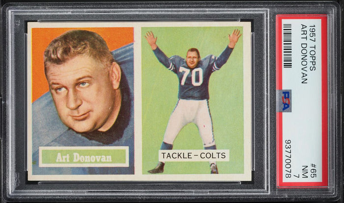 1957 Topps FB Card # 65 Art Donovan Baltimore Colts HOF PSA 7 NRMT (MGD2)