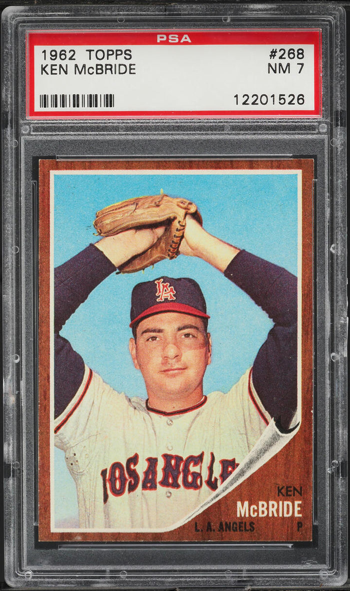 1962 Topps BB Card #268 Ken McBride Los Angeles Angels PSA 7 NRMT (MGD2)