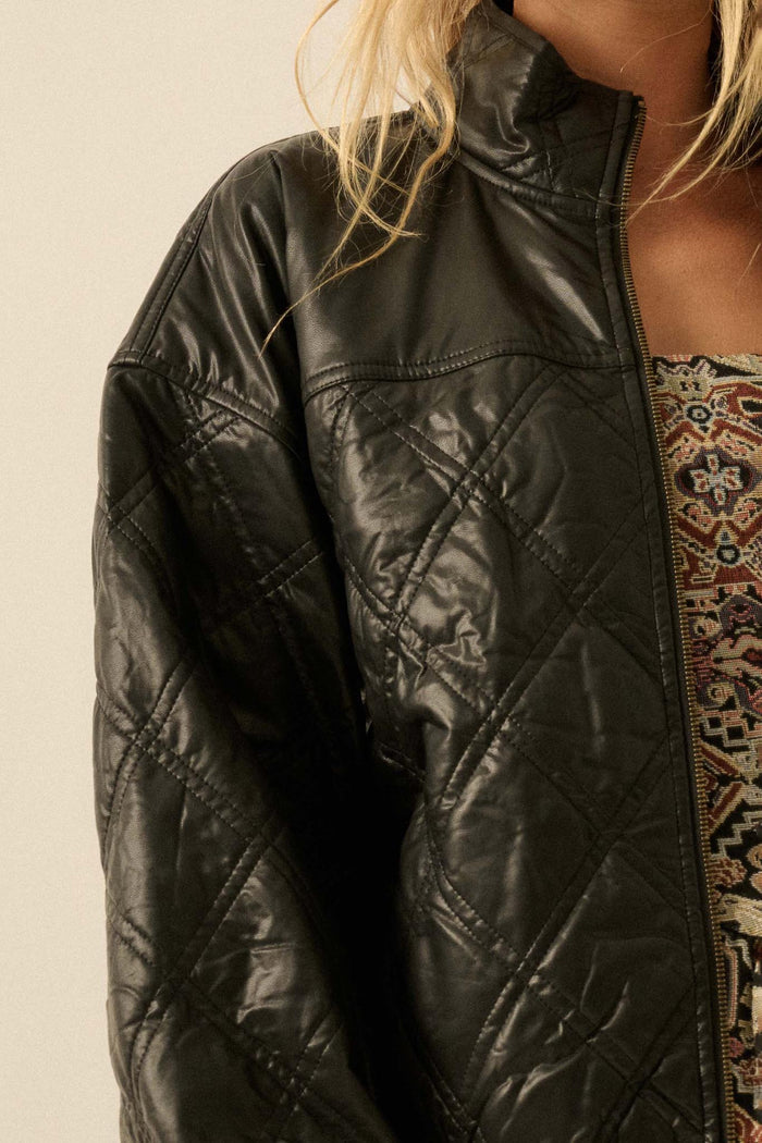 Chill Factor Quilted Vegan Leather Oversize Jacket - ShopPromesa