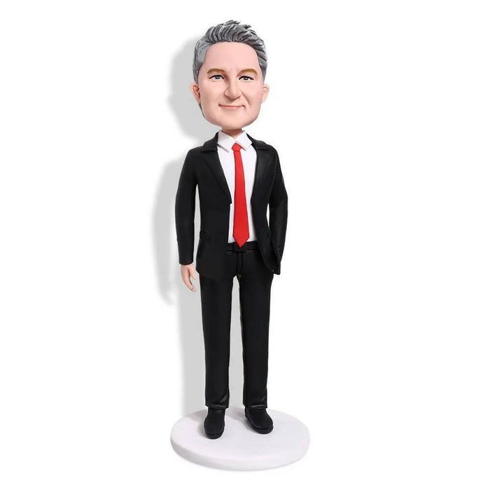 Classic Black Suit Office Male Professor Boss Gift Custom Figure Bobblehead - Figure Bobblehead
