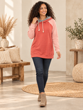 Coral Color Block Double Hoodie - Ampersand Avenue