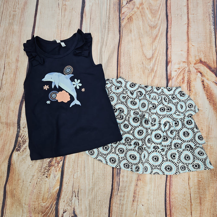 CR SPORTS DOLPHIN TANK W/ CIRCLE PRINT SKORT 38705ENVY 2PC