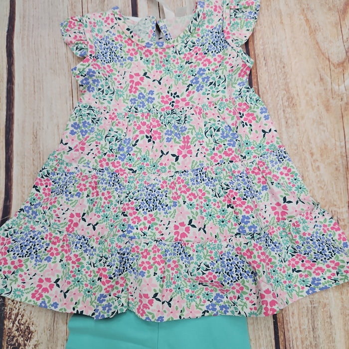 CR SPORTS FLORAL TIER TOP W/ LIGHT TEAL CAPRIS