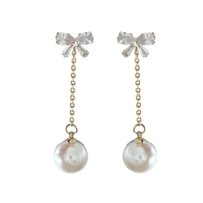 Crystal Bow Swingy Earrings - Becket Hitch