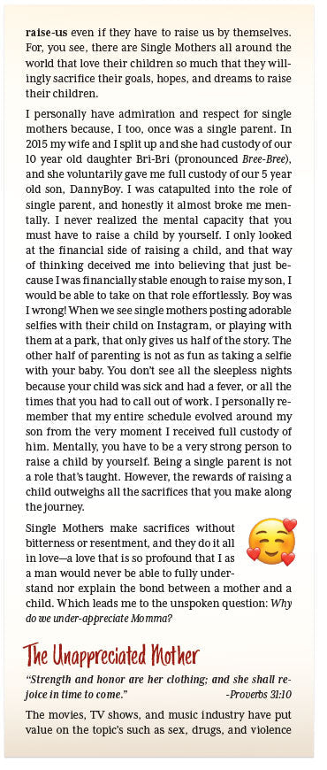 Dear Momma, The Awaking Of Appreciation Of All Mothers