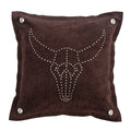 Flanged Studded Cowskull Leather Pillow