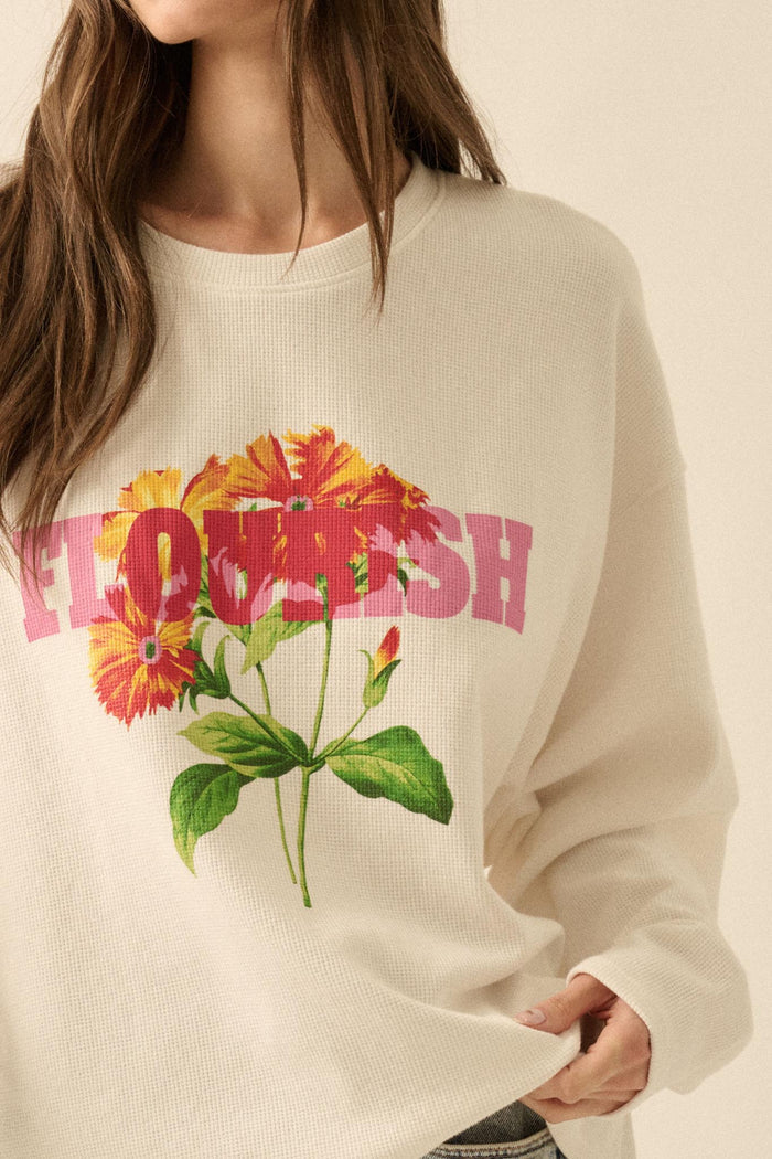 Flourish Oversize Floral Thermal Graphic Top - ShopPromesa