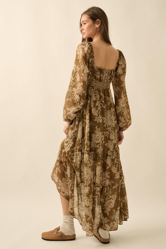 Garden Song Floral Button-Front Tiered Maxi Dress - ShopPromesa