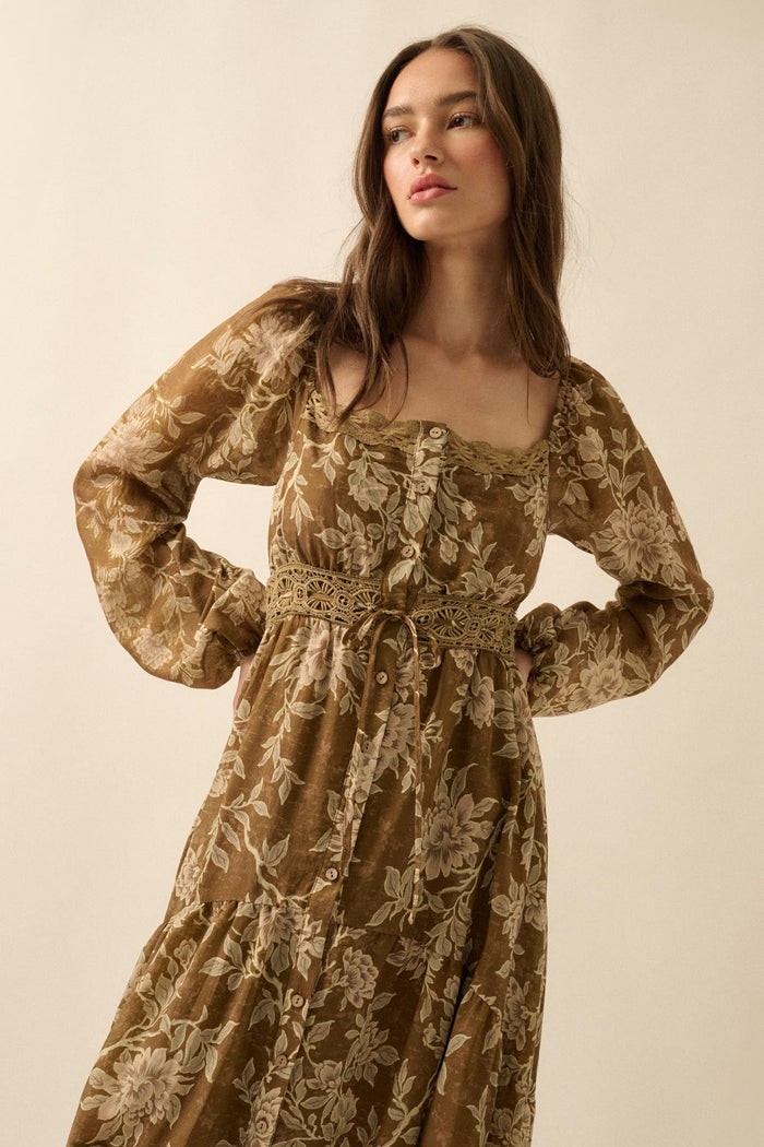 Garden Song Floral Button-Front Tiered Maxi Dress - ShopPromesa