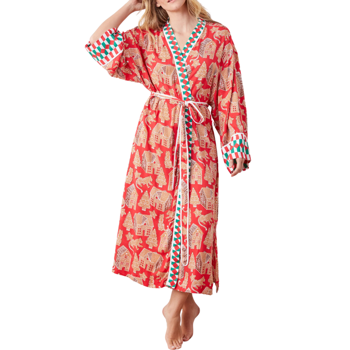 Gingerbread Party Satin Robe - Becket Hitch