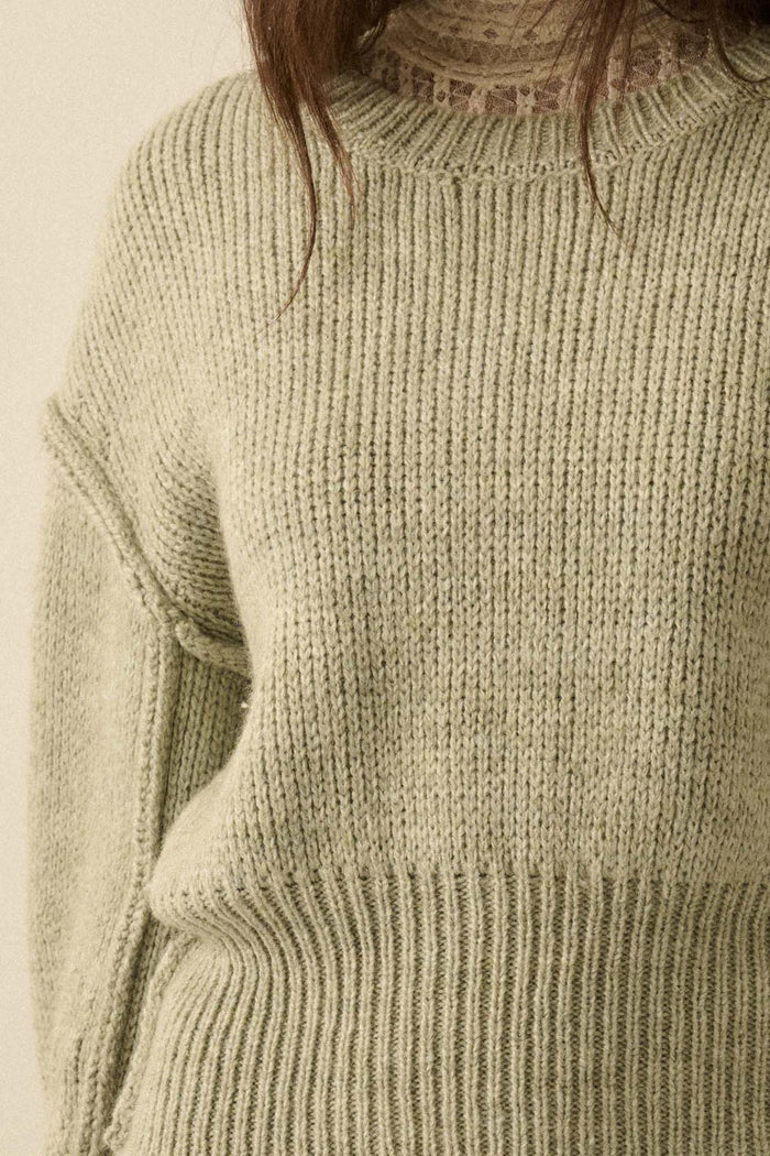 Good to Go Exposed-Seam Banded-Hem Sweater - ShopPromesa