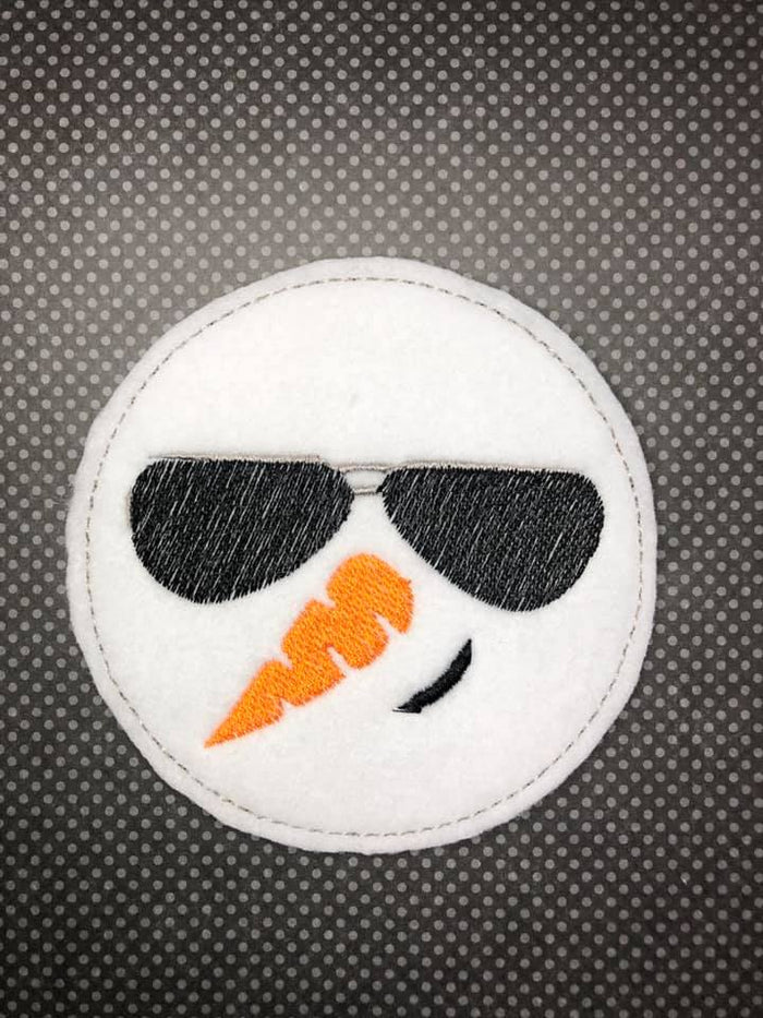 ITH Digital Embroidery Pattern for set of 4 Cool Snowman Coasters, 4X4 Hoop