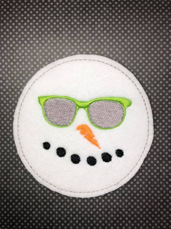 ITH Digital Embroidery Pattern for set of 4 Cool Snowman Coasters, 4X4 Hoop