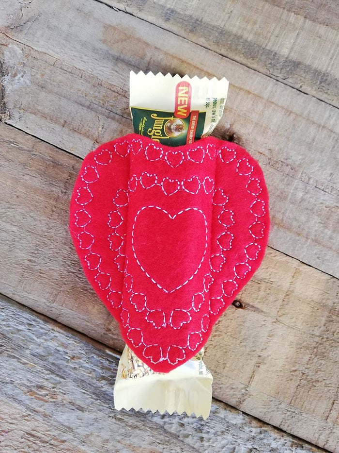 ITH Digital Embroidery Pattern For Snack Size Candy Bar Cover Set of 4 Valentines Lg Size. 4X4 Hoop
