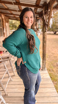 Jade Knitted Round Hem Sweater Buffalo Button Detail