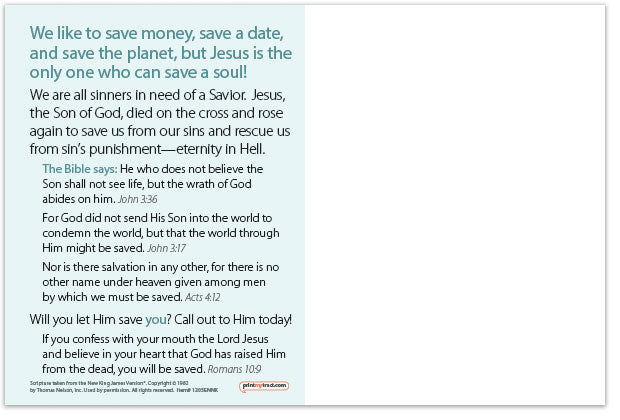 Jesus Saves (Postcard, NKJV)