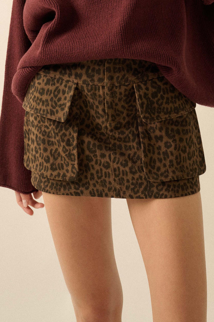 Jungle Girl Leopard Twill Cargo Mini Skirt - ShopPromesa