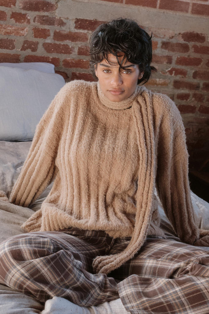 Keep Your Cool Textured Ribbed Knit Scarf Sweater - ShopPromesa
