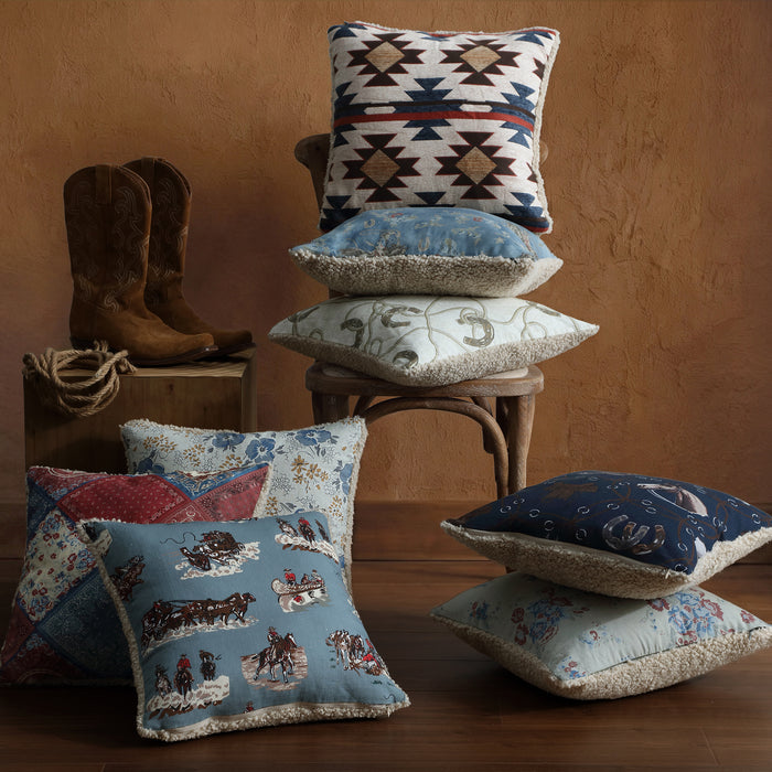 Lee Western Washed Denim Teddy-Backed Pillow