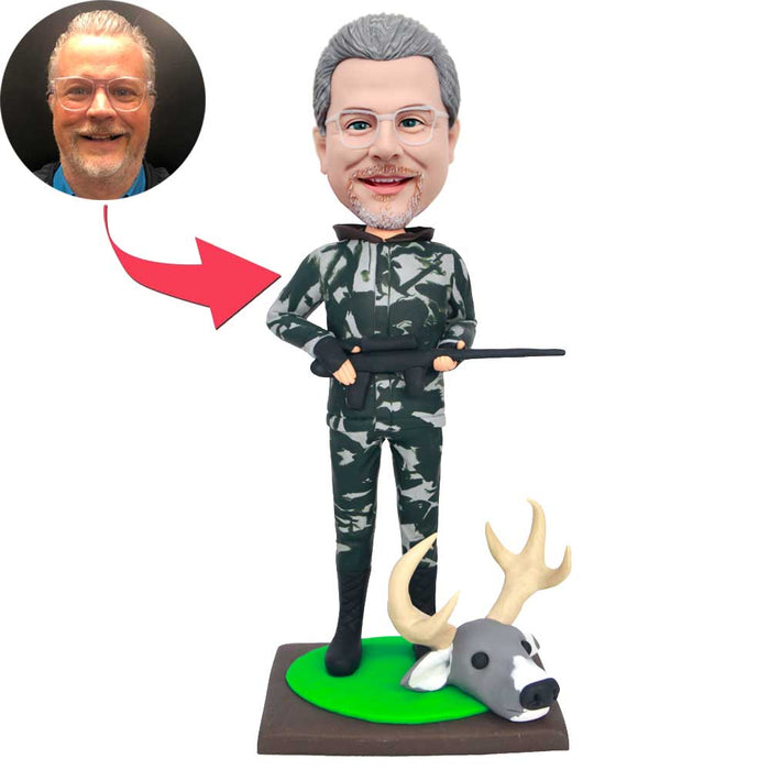 Male Hunters With The Deer Shooting Custom Figure Bobbleheads