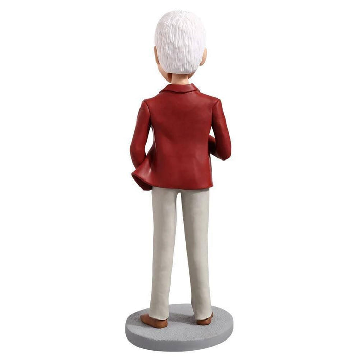 Male In Leather Jacket Boss Gift Office Custom Figure Bobblehead - Figure Bobblehead