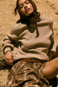 Me Time Paneled Exposed-Seam Mock-Neck Sweater - ShopPromesa