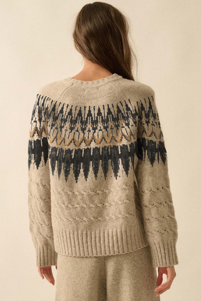 Misty Moors Fair Isle Cable Knit Sweater - ShopPromesa