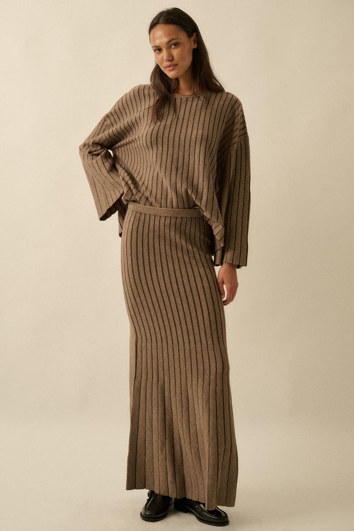 Next in Line Striped Mermaid Maxi Sweater Skirt - ShopPromesa