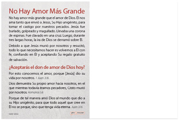 No Greater Love (Postcard, Spanish)
