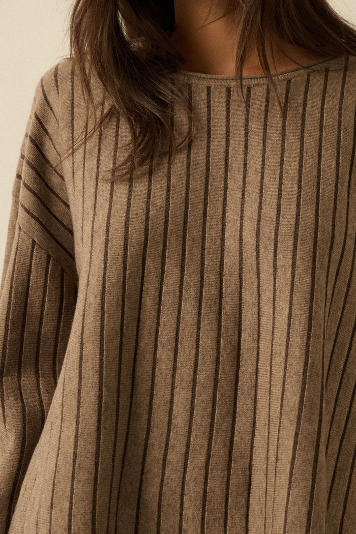 On the Line Striped Wide-Sleeve Loose-Fit Sweater - ShopPromesa
