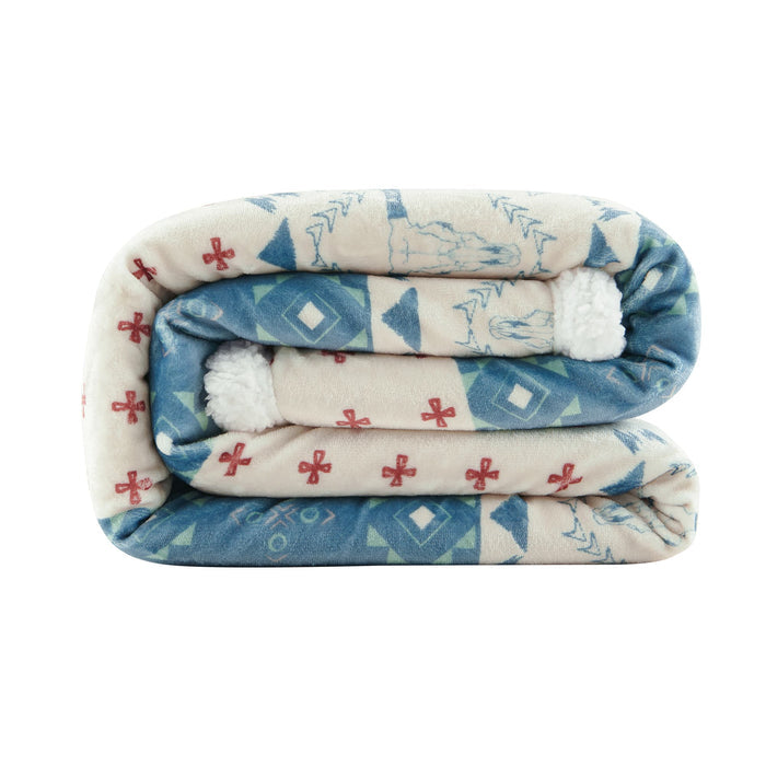 Patchwork Paisley Campfire Sherpa Throw