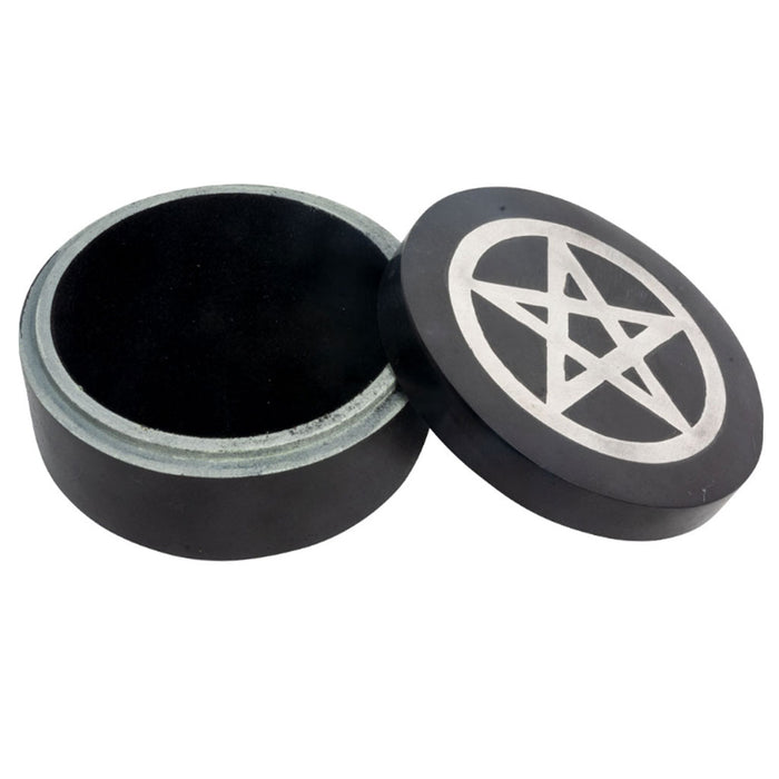 Wholesale Pentacle Inlaid Soapstone Box (4 Inches)