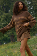 Promise the Label Striped Knit Quarter-Zip Sweater - ShopPromesa