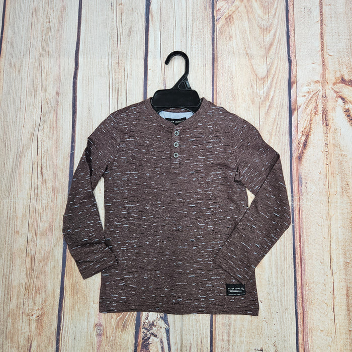 SILVER BOYS HEATHER BURGUNDY HENLEY L/S