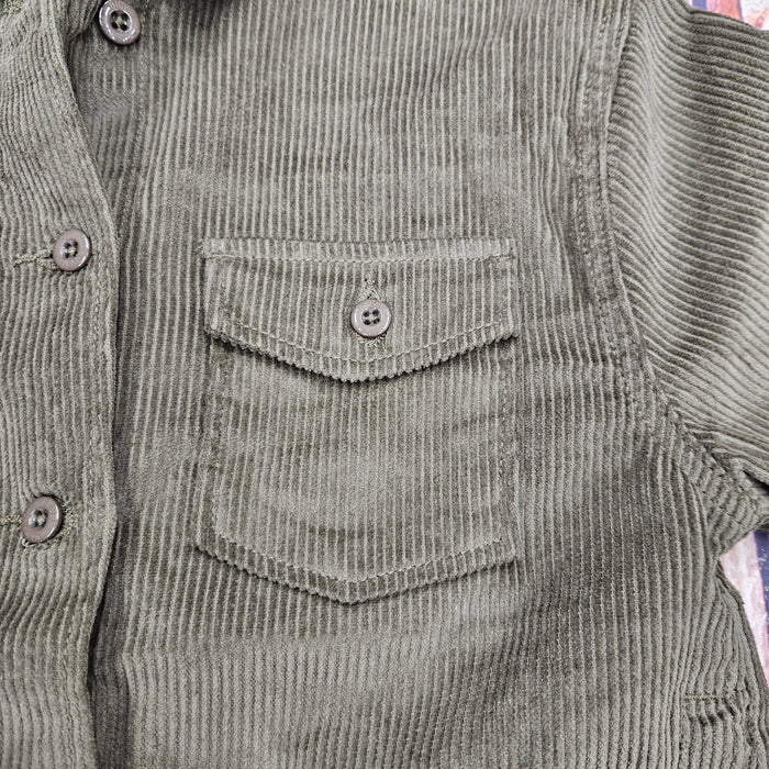 SILVER GIRLS OLIVE CORDUROY BUTTON UP
