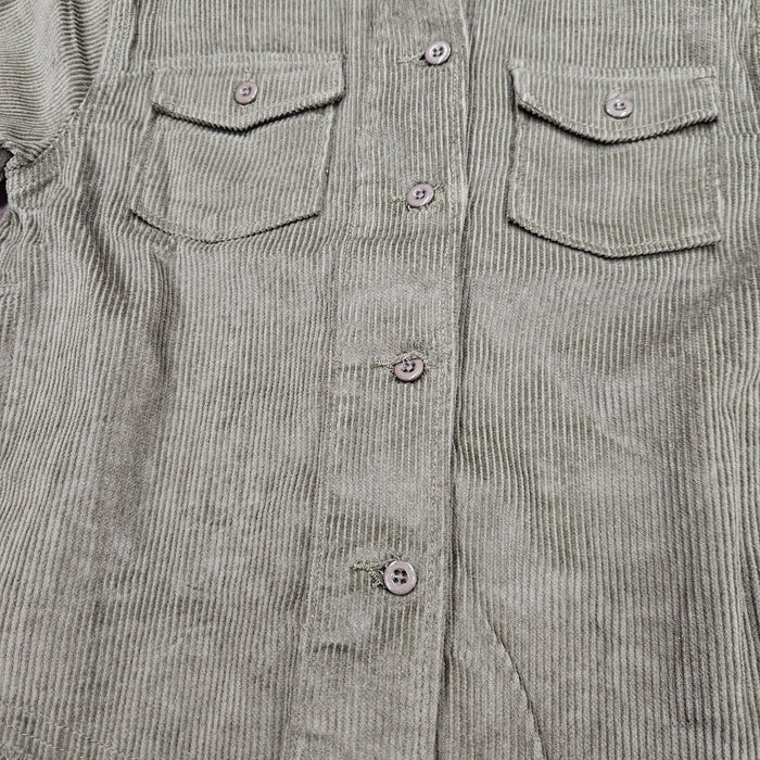 SILVER GIRLS OLIVE CORDUROY BUTTON UP