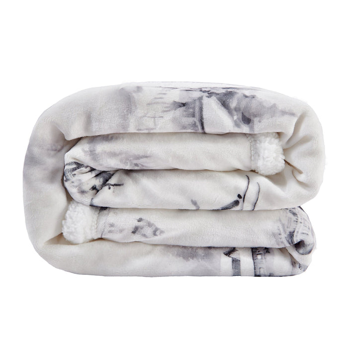 Ski Toile Campfire Sherpa Throw Throw