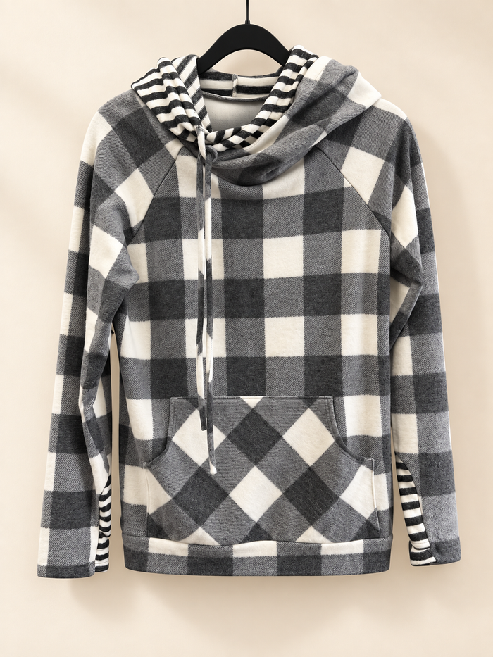 S'mores & Buffalo Checks Double Hoodie - 7th Ray