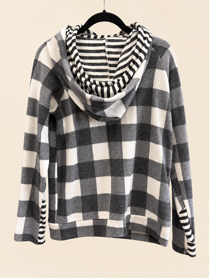 S'mores & Buffalo Checks Double Hoodie - 7th Ray