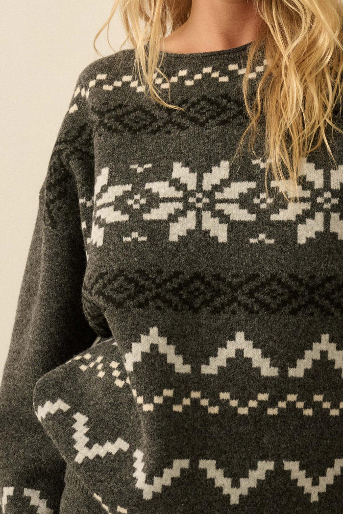 Snowy Peaks Oversize Alpine-Knit Sweater - ShopPromesa