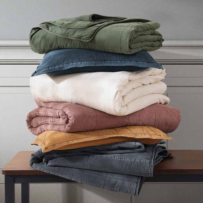 Stonewashed Cotton Canvas Coverlet Set Coverlet