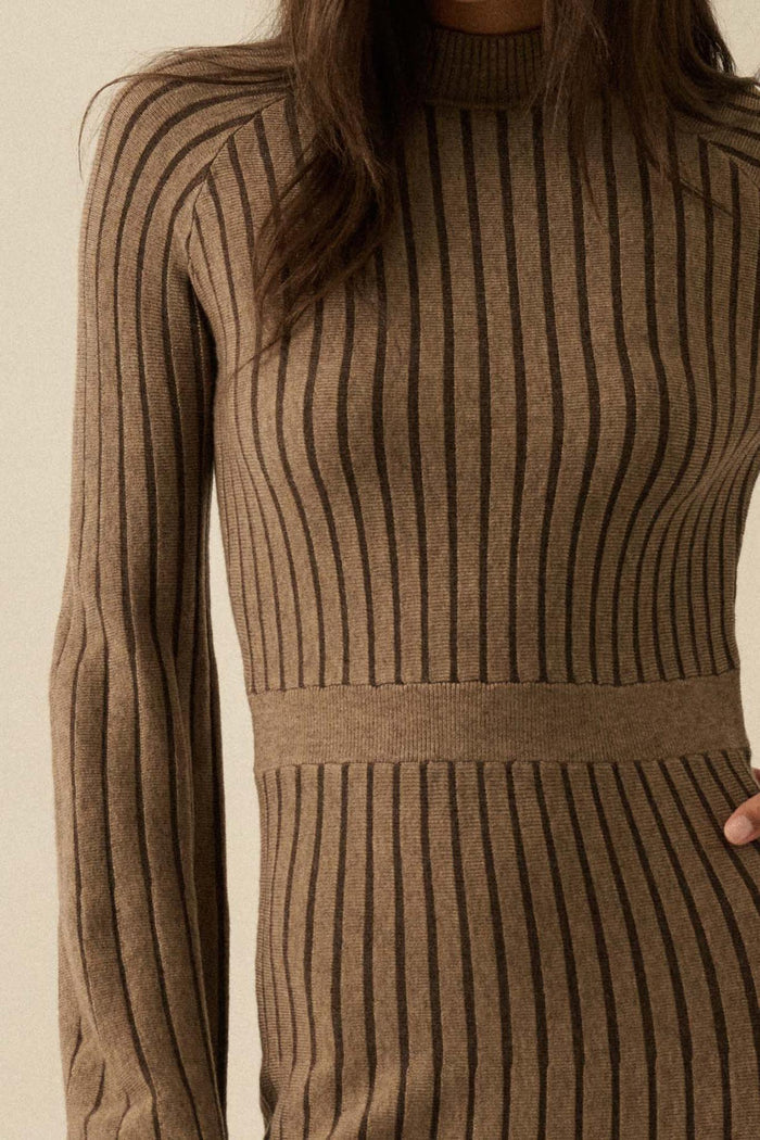 Style Lines Striped Bell-Sleeve Maxi Sweater Dress - ShopPromesa