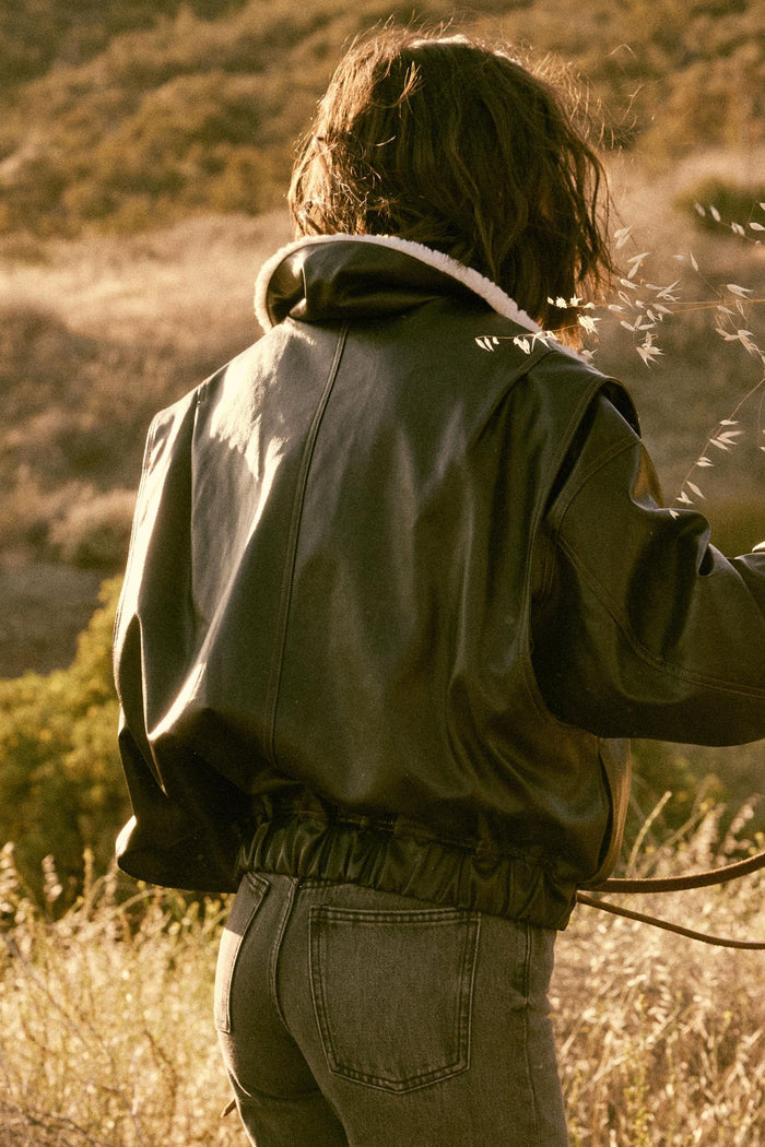Taking Flight Fleece-Collar Faux Leather Jacket - ShopPromesa