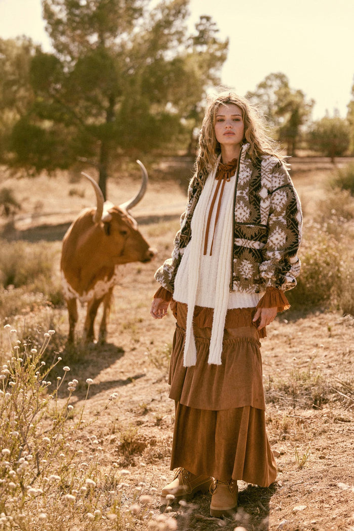 Tender Touch Vegan Suede Tiered Ruffle Maxi Skirt - ShopPromesa