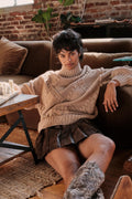 Twist Ending Oversize Cable Knit Mock-Neck Sweater - ShopPromesa