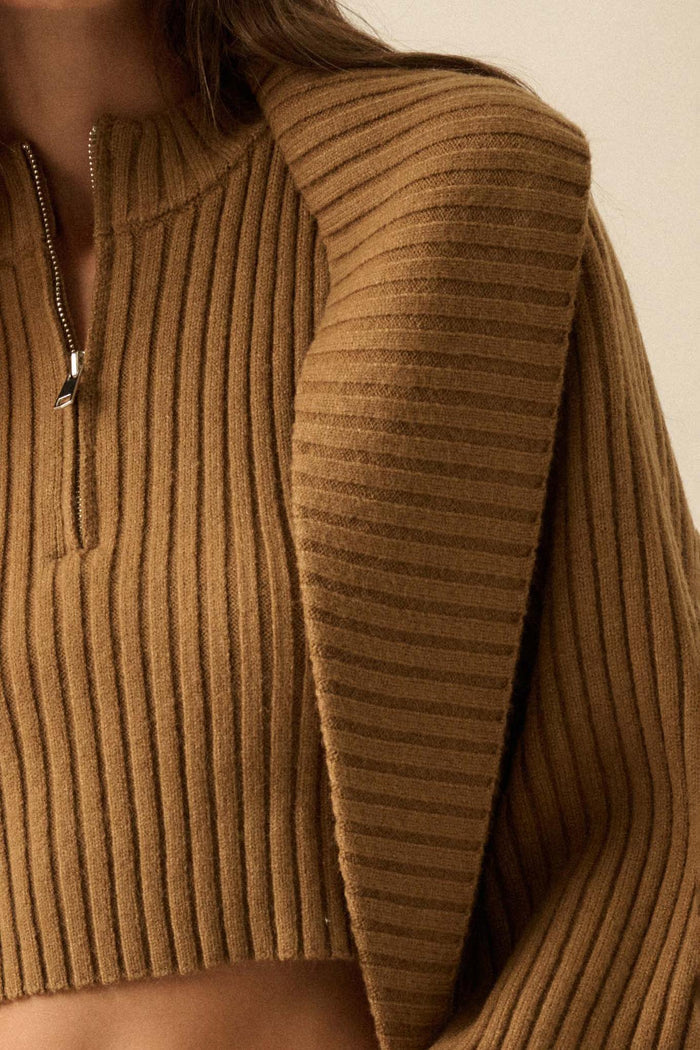 Way of Life Rib-Knit Shrug and Sleeveless Crop Top - ShopPromesa