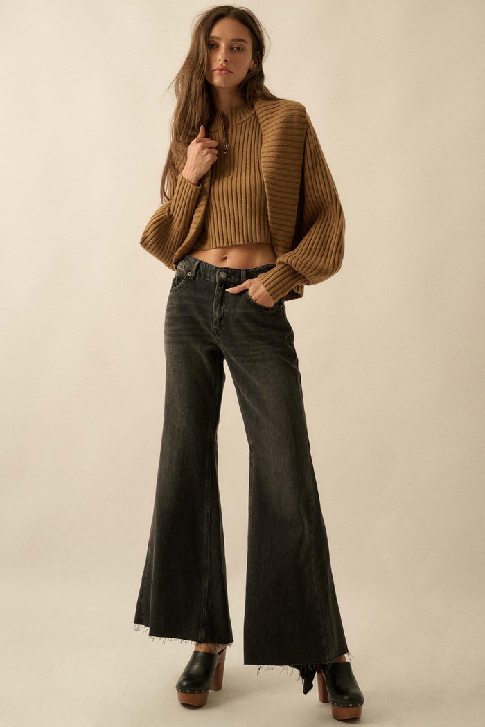 Way of Life Rib-Knit Shrug and Sleeveless Crop Top - ShopPromesa