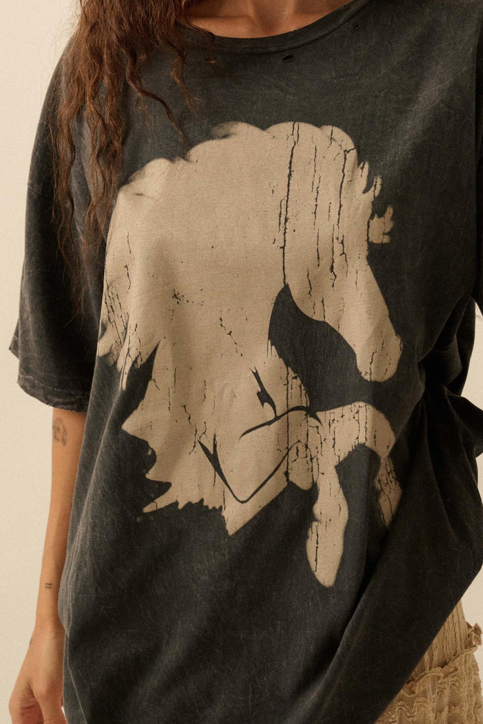 Wild Beauty Distressed Oversize Horse Graphic Tee - ShopPromesa