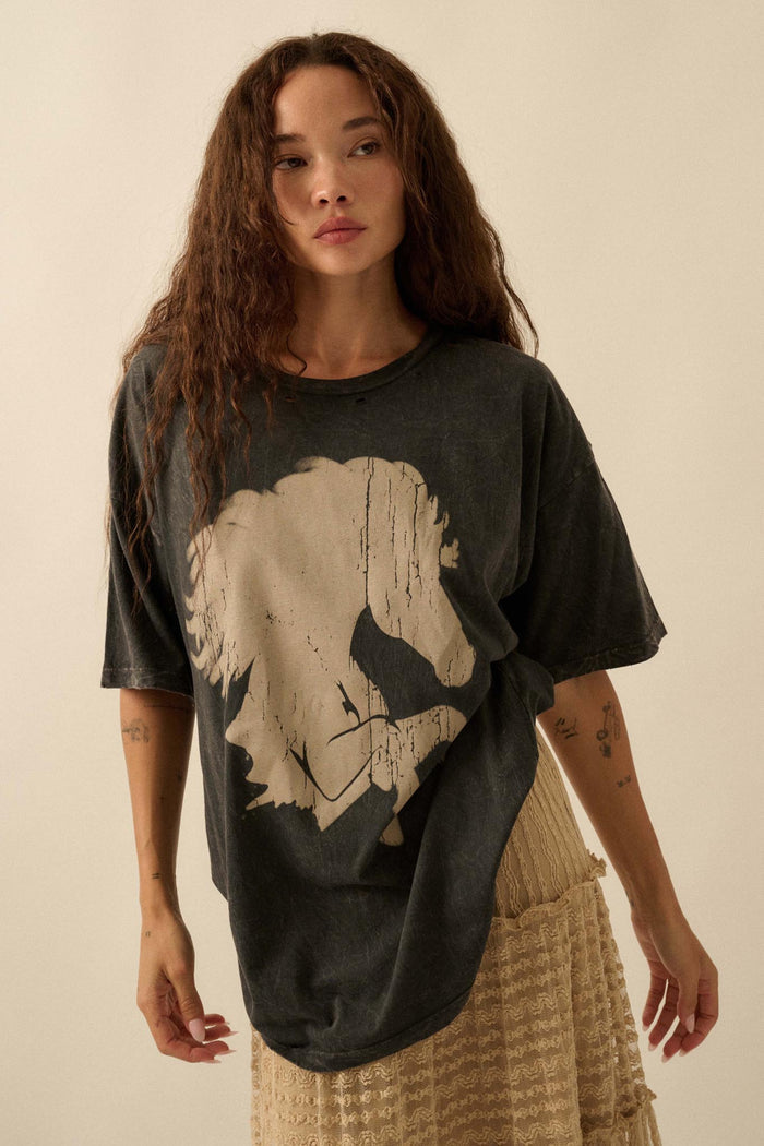 Wild Beauty Distressed Oversize Horse Graphic Tee - ShopPromesa
