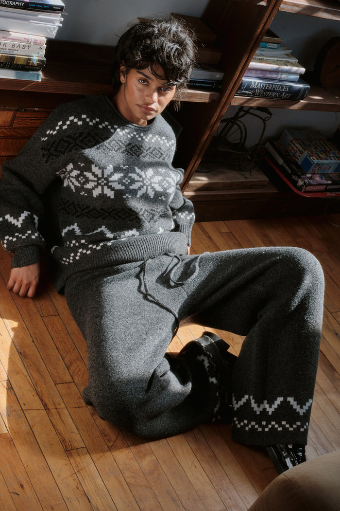 Winter Ridge Alpine Knit Wide-Leg Sweater Pants - ShopPromesa